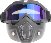 Pothelm Masker voor Motor-Fiets-Scooter - Goggle Maks & - Airsoft Masker Motormasker - Ski Bril Snowboard Masker Scooter Masker - Airsoft Bril - Blauw