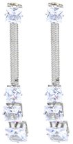 Boucles d'oreilles avec Perles - Boucles d'oreilles pendantes - Acier inoxydable - 6 cm - Couleur argent