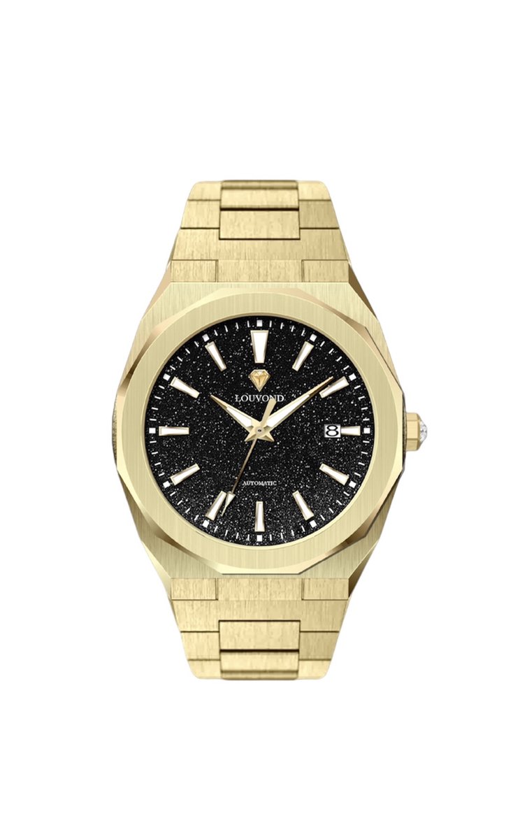 Louvond - Pharaon Nuit Gold - Luxe horloge heren - Mannen horloge - Automatisch - Saffierglas - Waterdicht - 41MM - Automaat - Luxe polshorloge