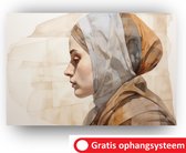 Boho plexiglas schilderij - Abstract portret - Portret vrouw - plexiglas schilderijen - plexiglas schilderij vrouw - Boho - 120 x 80 cm 3mm