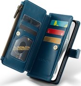 Hoesje geschikt voor iPhone 15 - ZipCase Book Cover Case Leer Smaragd Blauw