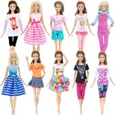 Vêtements de poupée - Convient pour Barbie - Set de 10 tenues - 18x vêtements pour poupées mannequins - Robe, pantalon, jupe, chemise, pull - Emballage cadeau