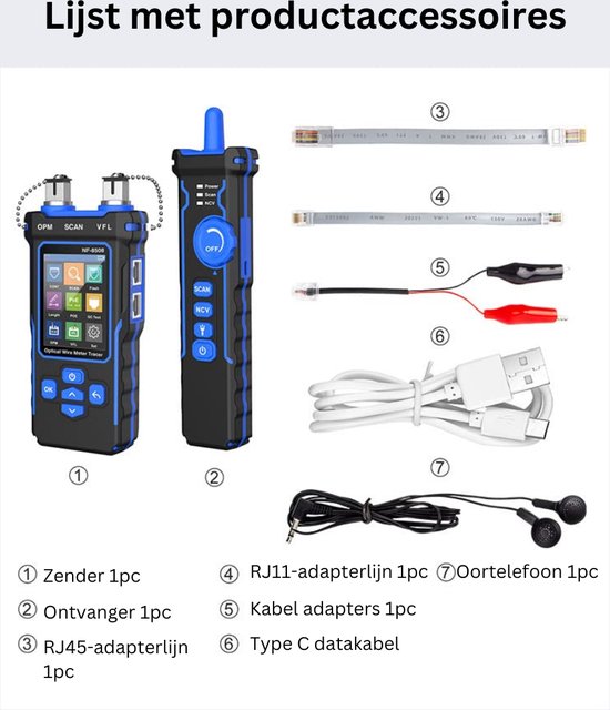 Noyafa Netwerktester met Lcd Display, Netwerkkabeltester met POE-functie voor Het Controleren van de Kortsluiting, Dwars- en Onderbrekingsstatus van Cat5/Cat6 Netwerkkabels, Spannings- en Stroomtest