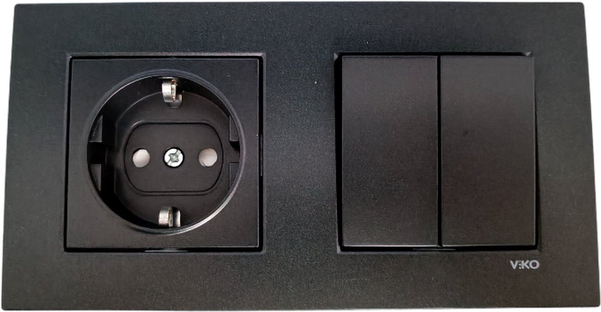 Panasonic Viko-Stopcontact Serieschakelaar Combinatie-Zwart-Inbouw-Randaarde-Compleet