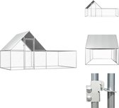vidaXL Kippenhok - Ruim en praktisch - 4 x 2 x 2 m - Gegalvaniseerd staal - Waterbestendig dak - Hok
