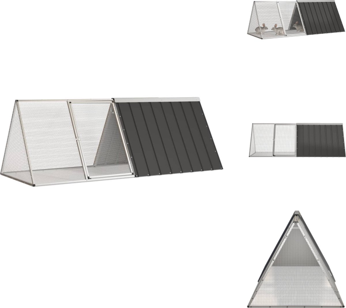 vidaXL Konijnenhok – Gegalvaniseerd staal – 201.5 x 80.5 x 71 cm – Veilig en comfortabel – Hok vidaXL Konijnenhok – Gegalvaniseerd staal – 201.5 x 80.5 x 71 cm – Veilig en comfortabel – Hok
