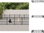 vidaXL hondenkennel - Stalen muren - Stevige constructie - Praktisch ontwerp - Zwart - 100x485x582 cm - 28.23 m² - Kennel
