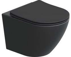 Hangend toilet Pietro tornado flush inclusief softclose zitting mat zwart 49x37x37cm