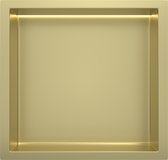 Mat goud RVS Inbouwnis 30x30x7cm met LED verlichting - Inbouwnis badkamer en Douche