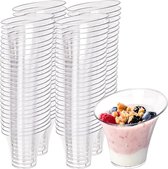 Gobelets à dessert en plastique réutilisables – Set de 50 verres à collation transparents – Présentation élégante pour glaces, mousses et puddings – Durable et respectueux de l'environnement – ​​Passe au lave-vaisselle