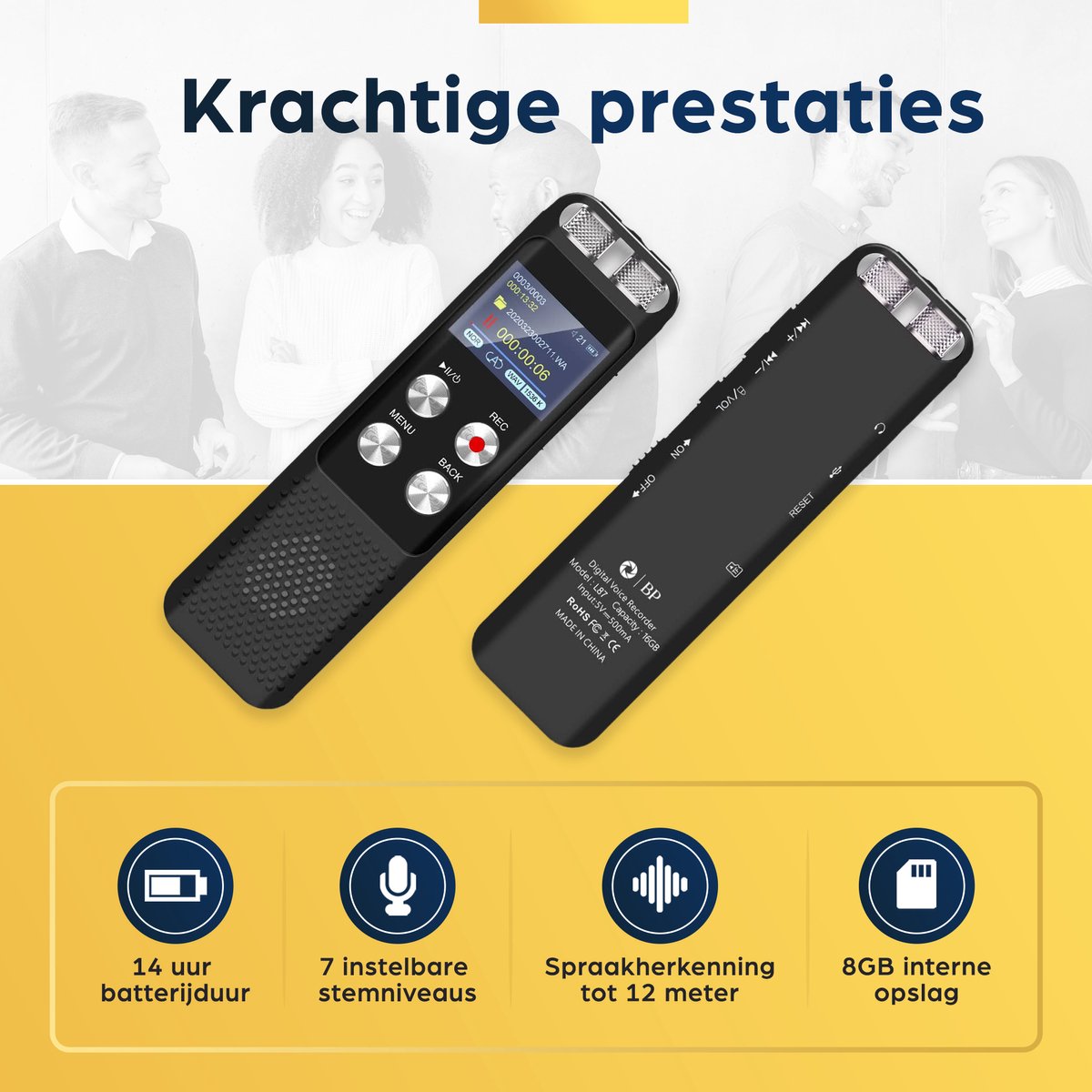 Sterappel Afluisterapparaat Voice Recorder met Ruisonderdrukking - afbeelding 3