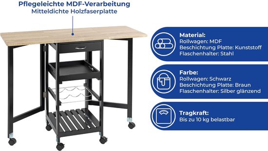 SONGMICS trolley gemaakt van kunststof wit SONGMICS THUIS SONGMICS trolley gemaakt van kunststof wit SONGMICS THUIS