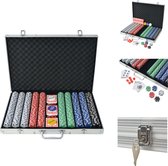 vidaXL Poker Set - Casino Dobbelspel - Aluminium Koffer - 53 x 37 x 6.7 cm - Meerkleurig - Pokerset