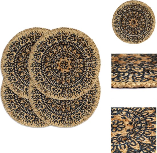 vidaXL Placemats Jute 38 cm Donkerblauw Placemats bol
