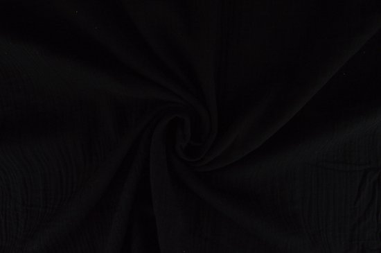 10 mètres de tissu mousseline op rol - Zwart - 135cm de large - Double gaze op rol