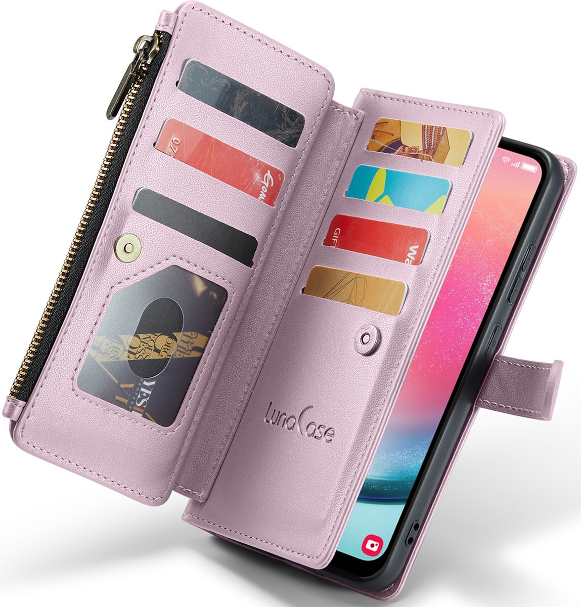 Hoesje geschikt voor Samsung Galaxy A24 4G - ZipCase Book Cover Case Kunstleer Royaal Rose