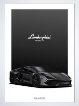 Lamborghini Revuelto Zwart sur Poster - 50 x 70 cm - Poster Voiture Chambre d'Enfant / Chambre / Bureau