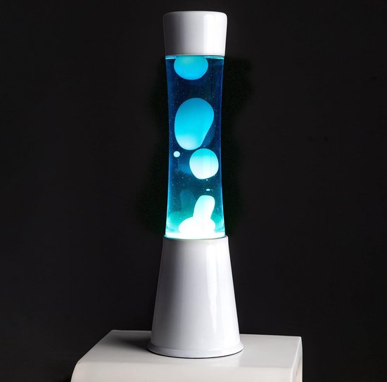 Lavalamp - Wit & Blauw - 39 cm - Lava Lamp - Lavalampen
