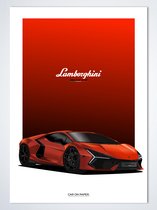 Lamborghini Revuelto Oranje op Poster - 50 x 70cm - Auto Poster Kinderkamer / Slaapkamer / Kantoor