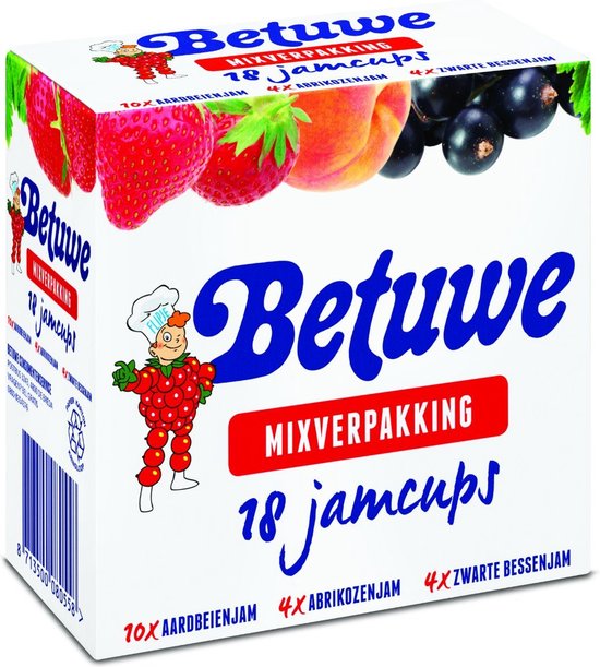 Betuwe Jam assortiment 18 stuks x 15 gram bol