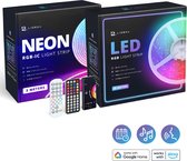 Lideka® - NEON RGBIC LED Strip 3 Meter + RGB LED Strip 20 Meter - IP68 Voor Buiten - Zelfklevend met afstandsbediening En App - Smart LED Strip - Compatible met Google Home, Amazon Alexa En Siri
