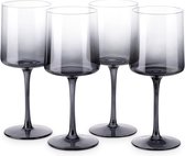grijs getinte wijnglazen set van 4 - gekleurde wijnglazen met steel - stijlvol design glaswerk voor het serveren van wijncocktails desserts