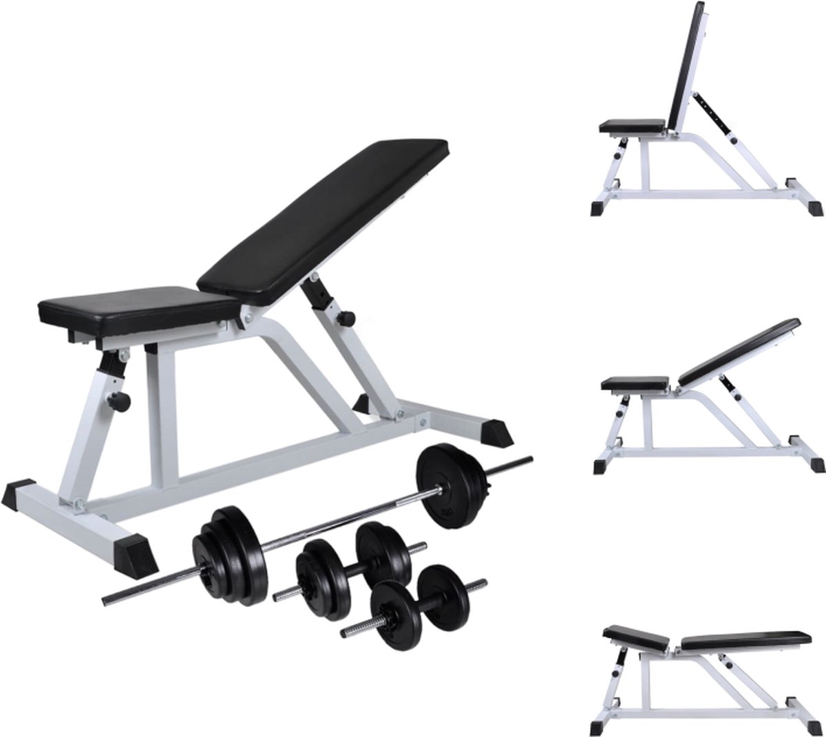 Marbo Sport, Drukbank, halterbank, verstelbare trainingsbank MH-L114 2.0, persbank, gewichtsbank, verstelbare bank, fitnessstudio, multifunctioneel, EU 107815-TR zwart