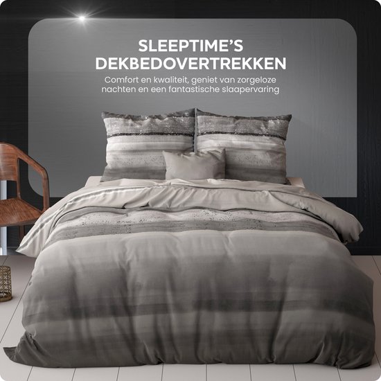 Sleeptime Marcus Dekbedovertrek - Eenpersoons - 140x200/220 + 1 kussensloop 60x70 - Antraciet - Sleeptime