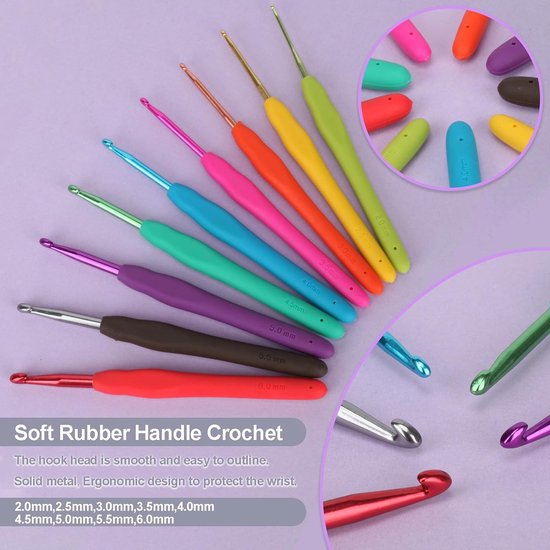 9-delige set haaknaaldenset blauw Ergonomische zachte grip haaknaald breinaald voor handwerk ambachten handgemaakt huishoudelijk gebruik