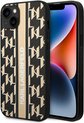 Karl Lagerfeld Monogram Stripe Back Case - Geschikt voor Apple iPhone 14 Plus (6.7") - Bruin