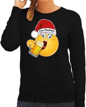 Bellatio Decorations Wrong Christmas pull/pull pour femme - bière - noir - drôle - I love Christmas - emoji XL