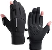 Chibaa - Winter Sport Handschoenen met Ritszak - Antislip - Vingertoppen - Touchscreen - Fietsen - Outdoor - Sporten - Water & Wind Dicht - Zwart - Medium