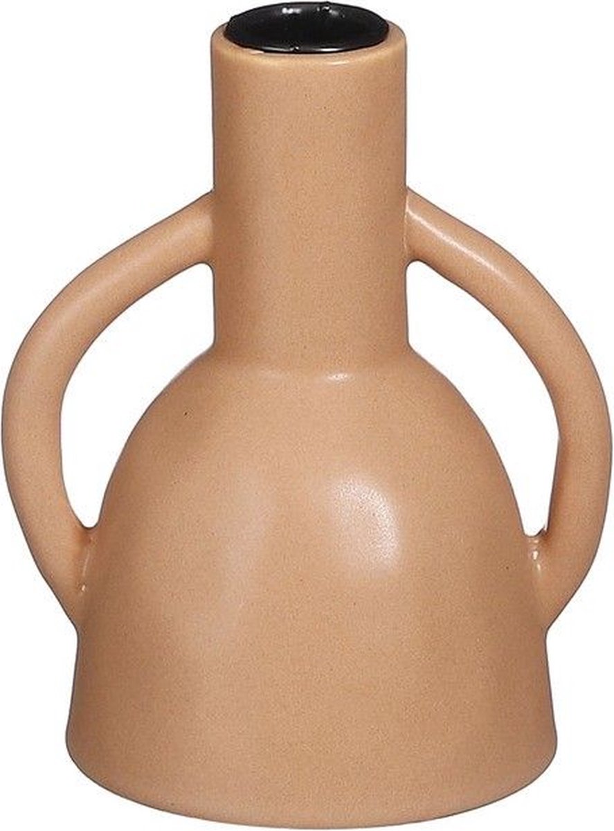 MICA DECORATIONS KANDELAAR - L11 X B9 X H14 CM - KERAMIEK - BRUIN