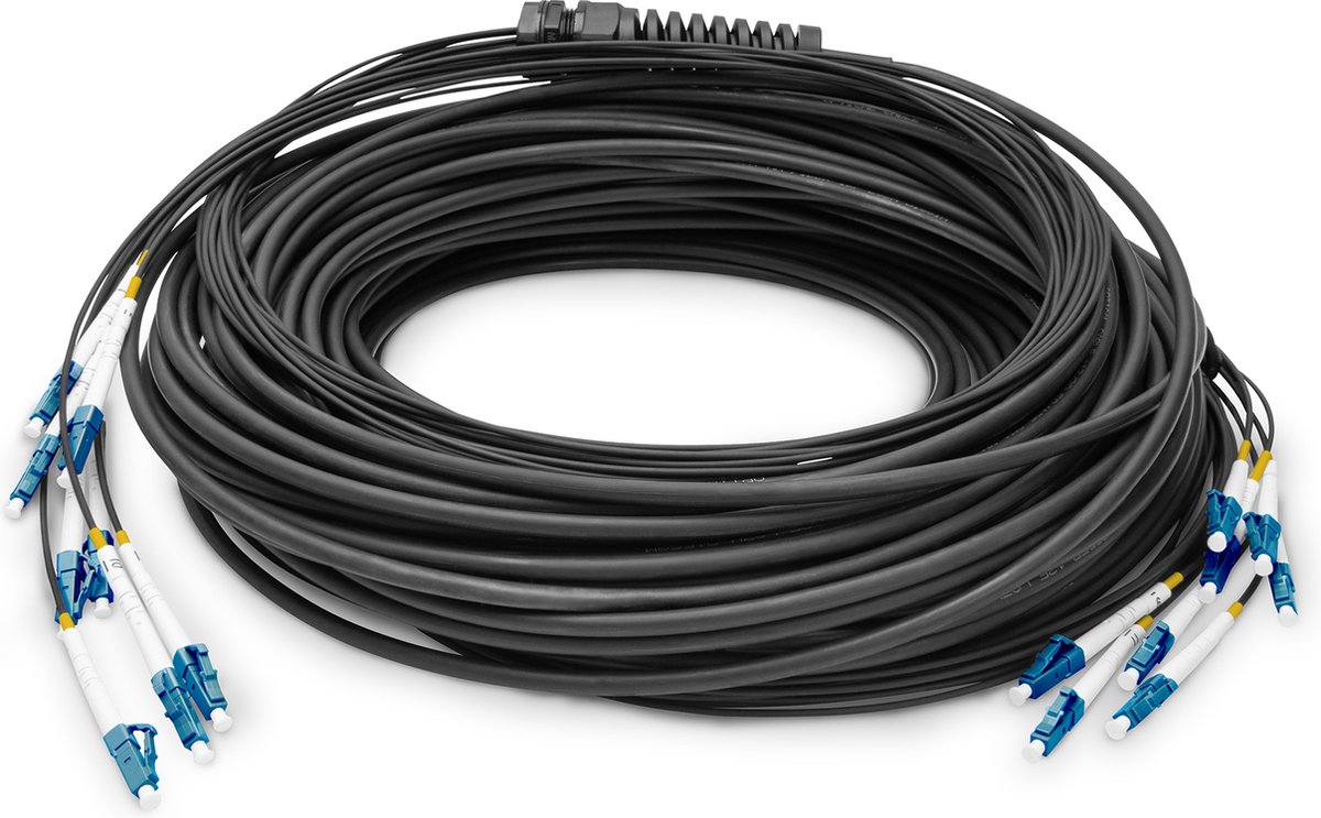 Digitus DK-2A338U050BK-BBB Glasvezel Optische vezel Aansluitkabel [8x LC-/UPC-stekker - 8x LC-/UPC-stekker] 9/125 µ Singlemode OS2 50 m