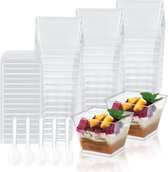 Herbruikbare Plastic Dessertbekers Set - Transparant - Geschikt voor Pudding en IJs - Duurzaam en Milieuvriendelijk - Feestelijke Presentatie - Set van [Aantal] stuks