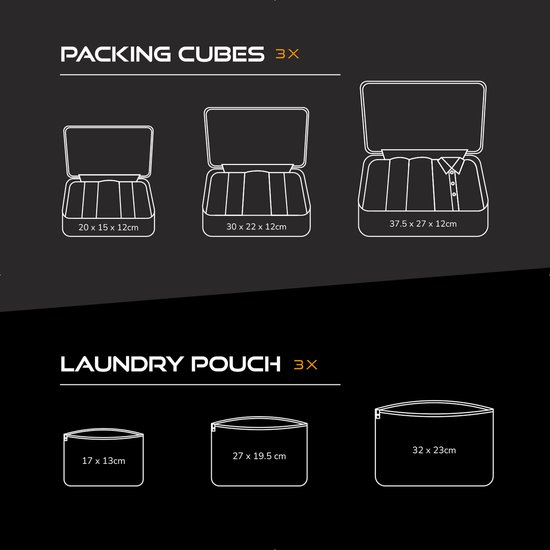 Packing Cubes - Kleding Organizer voor Koffer, Tas, Rugtas of Backpack - Grijs - QY