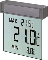 Digitale raamthermometer Vision , 30.1025, groot display voor het aflezen van de buitentemperatuur, maximum en minimum waarden, weerbestendig, zilver, (L) 97 x (B) 22 x (H) 105 mm