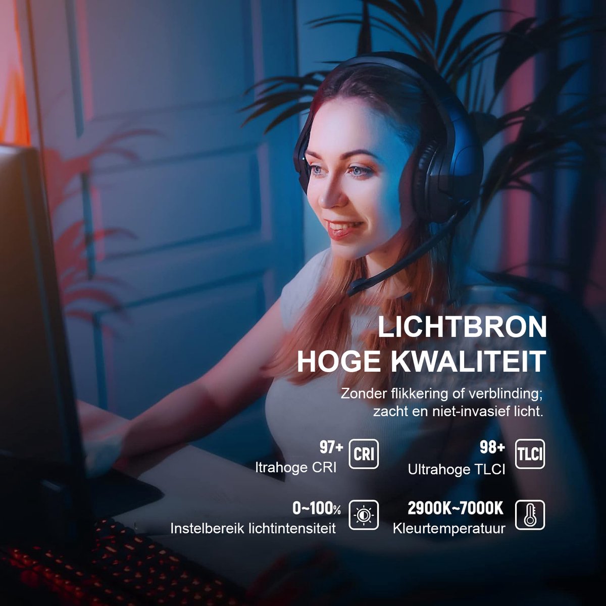NEEWER GL1C RGB 15,5 inch Key Light, 48 W led-paneel, zacht licht, voor game-streaming, videoconferenties met 2,4 G PC/Mac iOS/Android APP/WiFi/ Stream Deck bediening, 2900 K-7000 K, 18 scènes
