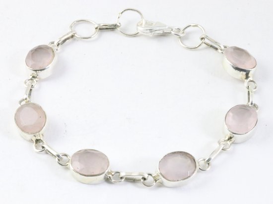 Zilveren armband met rozenkwarts