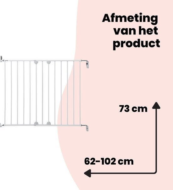 Safety 1st Wall Fix Uitschuifbaar Traphekje - 62 t/m 102 cm - Schroefbevestiging - Metal White - Safety 1st