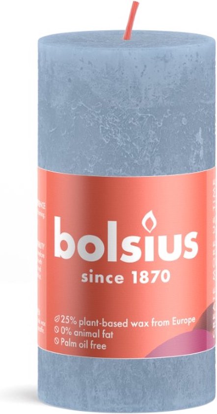 Bolsius - Rustiek stompkaars shine 100 x 50 mm Sky blue kaars