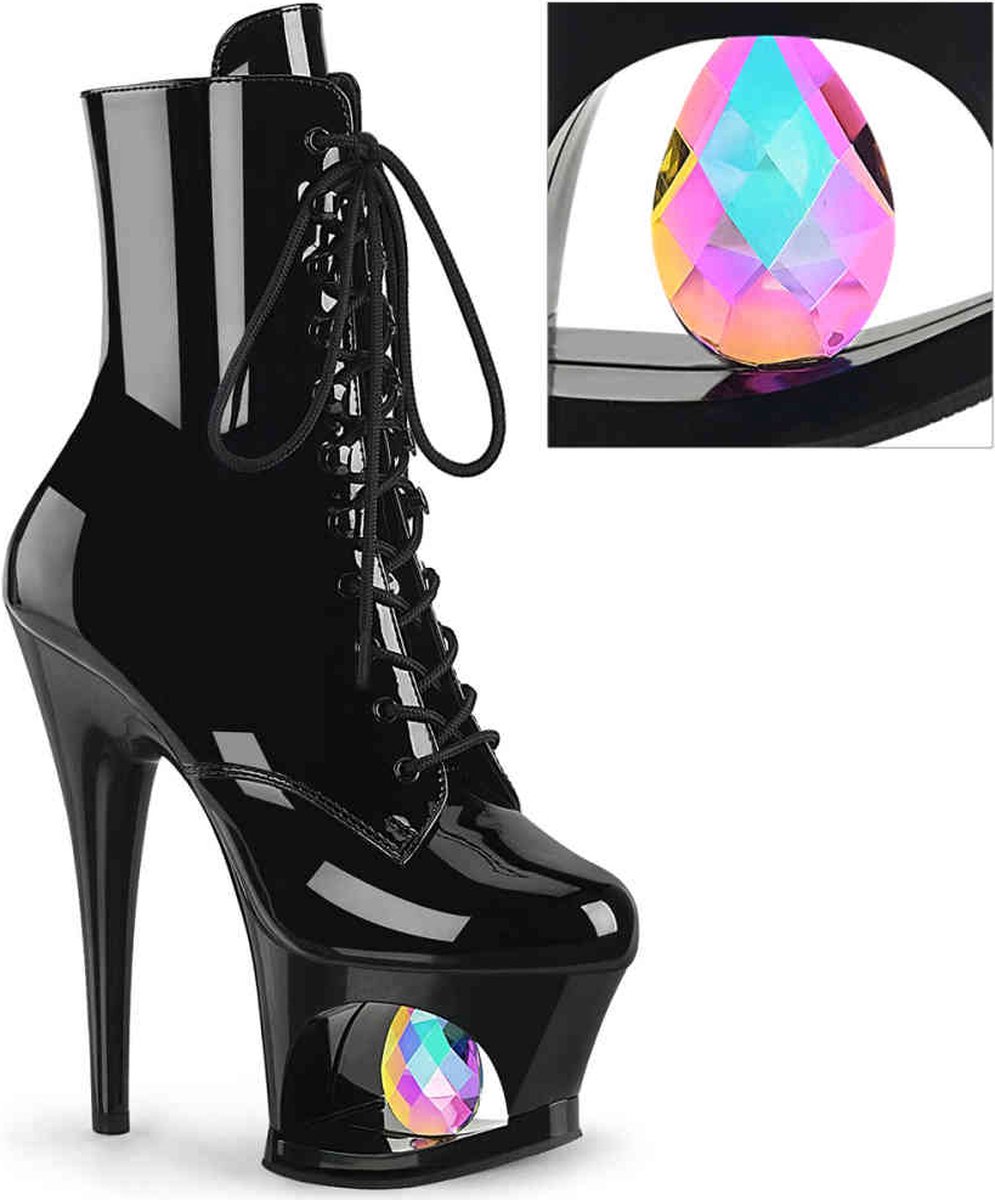 Pleaser - MOON-1020DIA Plateau Laarzen, Paaldans schoenen - US 6 - 36 Shoes - Zwart