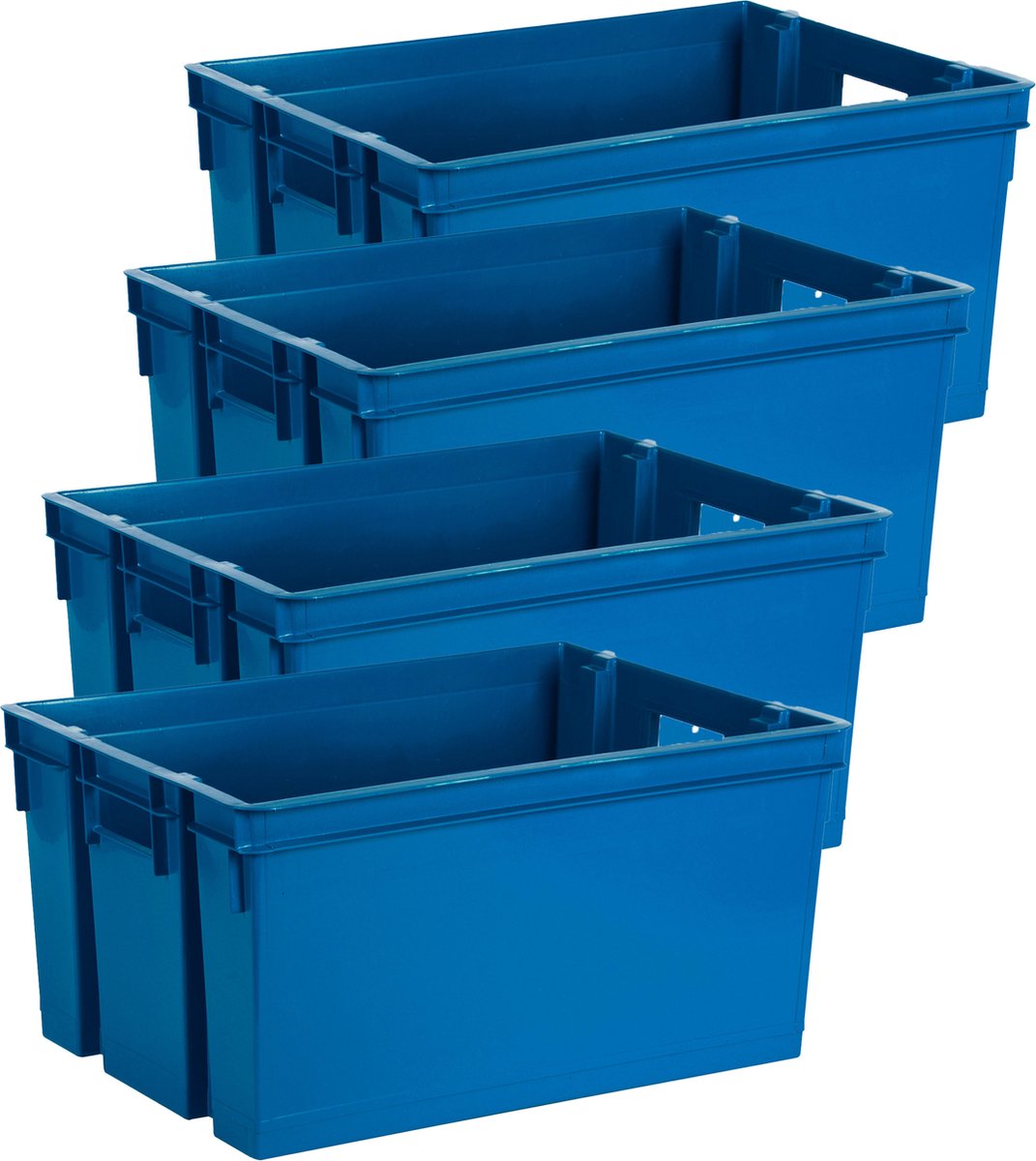 EDA Opbergbox/opbergkrat 50 L - 8x - blauw - kunststof - 56 x 41 x 29 - stapelbaar/nestbaar