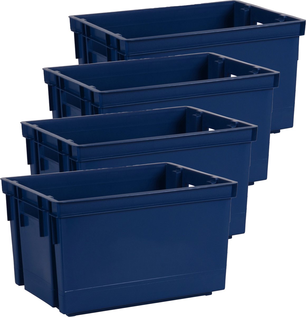 EDA Opbergbox/opbergkrat 20 L - 12x - blauw - kunststof - 39 x 29 x 23 - stapelbaar/nestbaar