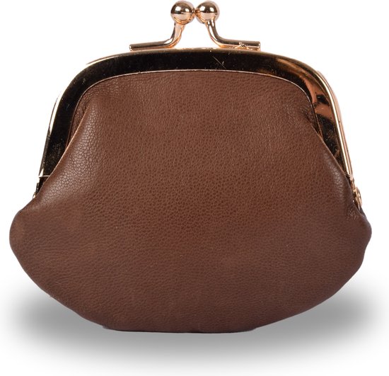 Petit portefeuille à pince marron foncé pour femme | Design inspiré du 19ème siècle en Cuir véritable | Une élégance intemporelle dans un Design compact !