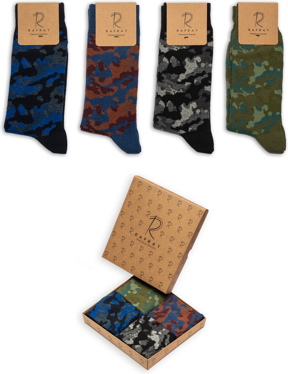 Rafray Socks Camouflage Sokken Gift box - Premium Katoen - 4 paar - Maat 40-44