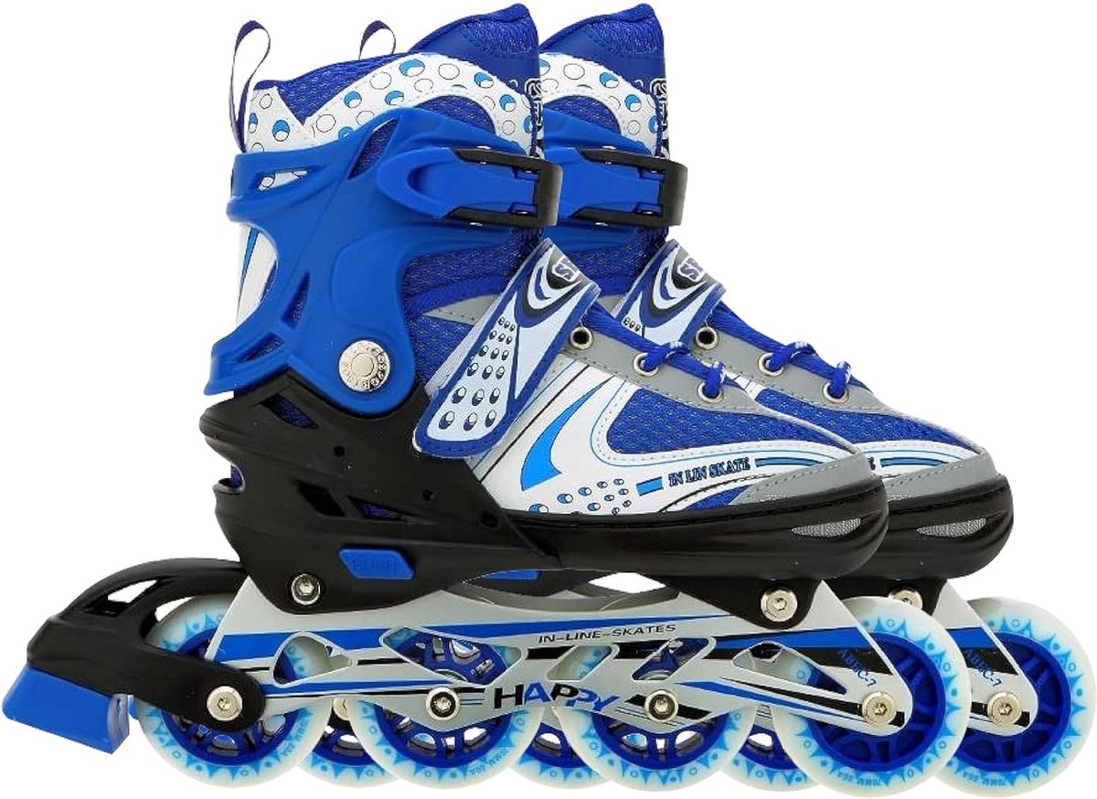 VEERA V733 Verstelbare Inline Skates 39–43 EU –9 – Aluminium Chassis – 70mm PVC Wielen met LED Voorwiel – Comfortabele & Duurzame Skeelers voor Kinderen & Tieners 12+ – Indoor & Outdoor Blauw