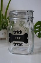 “Trick for Treat” snoeppot | Luchtdichte Bewaarpot | Glazen snoepjes pot voor hondenkoekjes
