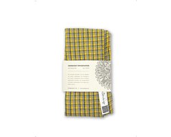 Product afbeelding van Doorgeef Inpakpapier - Furoshiki - Duurzaam cadeau - Cadeaupapier - Inpakstof - Geel groene ruit - Size S
