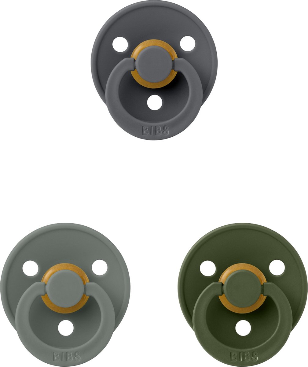Goedkoopste Bibs fopspeen 0-6 maand set 3 stuks Pine,Hunter Green en Iron maat 1